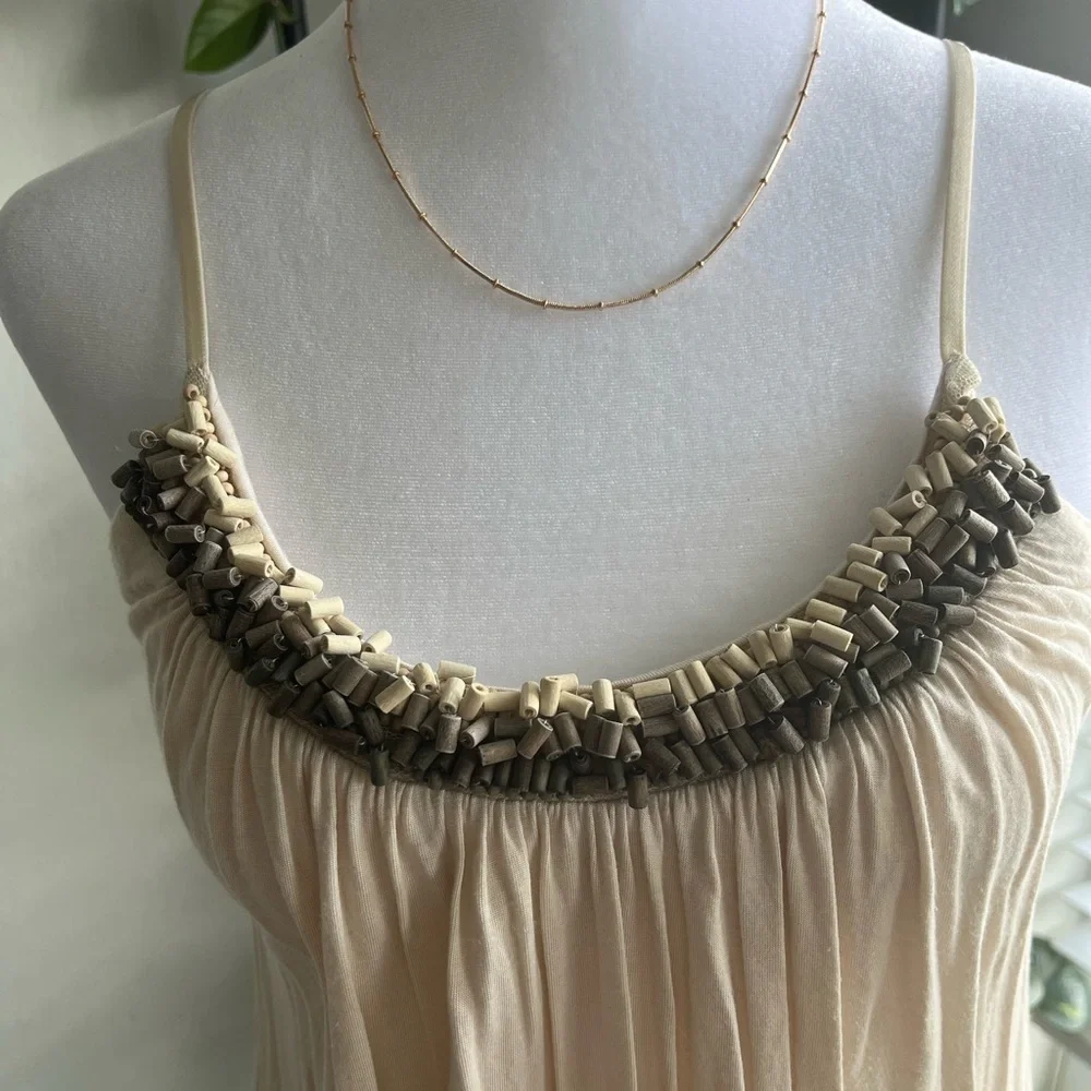 Forever 21 Cream Camisole with Embellished Neckline - Picture 2 of 3